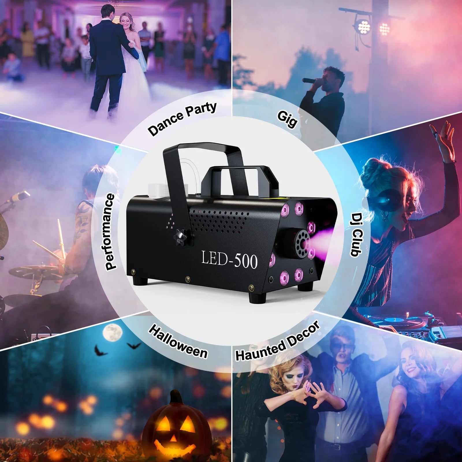 Halloween Smoke Machine, Remote Controlled, 3 Stage LED Lights