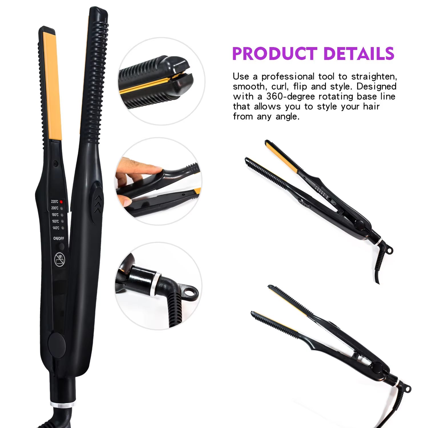 Professional Mini Hair Straightener Curler 2 in 1 Flat Iron Small Thin Plate Men Short Hair Straightening Curling Styling Tools