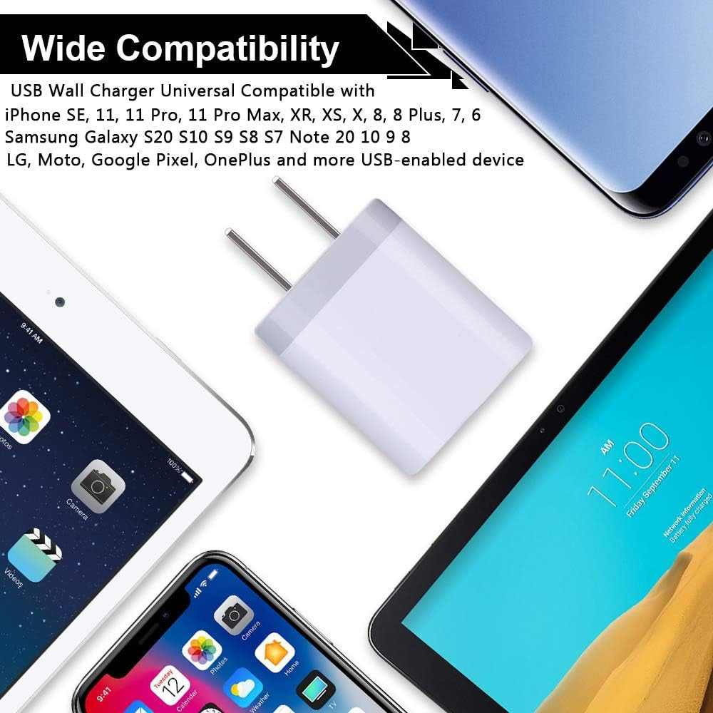 USB Wall Charger, Cube Charger 2 Port Charging Box 4Pack 2.1A/5V Home Travel Charger Plug USB Power Adapter Charging Station Base for Iphone 11 Pro Max XR XS X 8 7 6 6S plus 5S 5, Ipad, Ipod, Samsung