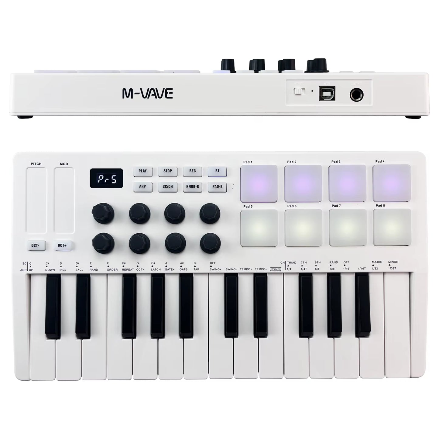 SMK-Ⅱ 25 Key MIDI Keyboard Controller with 16 RGB Drum Pads, Bluetooth Semi Weighted Professional Dynamic Keybed