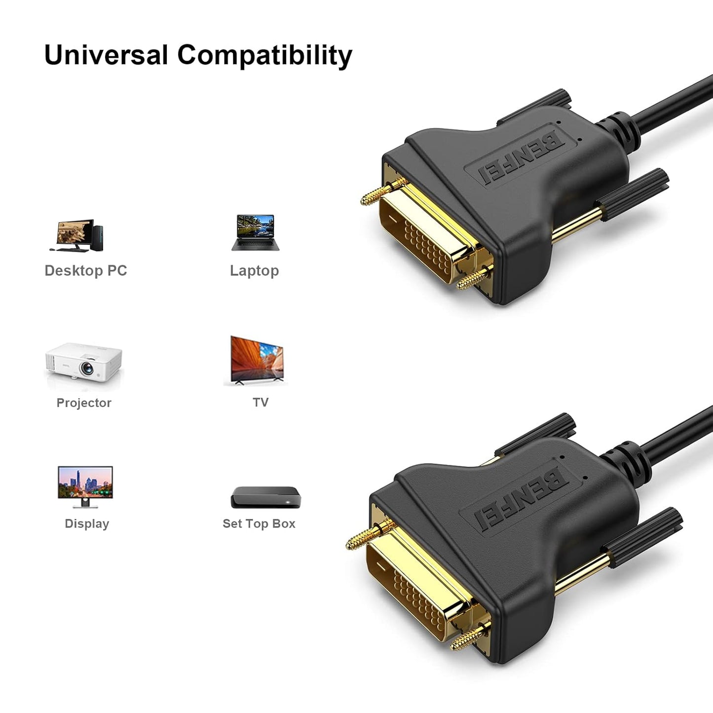 DVI to DVI Cable,  DVI-D to DVI-D Dual Link 6 Feet Cable