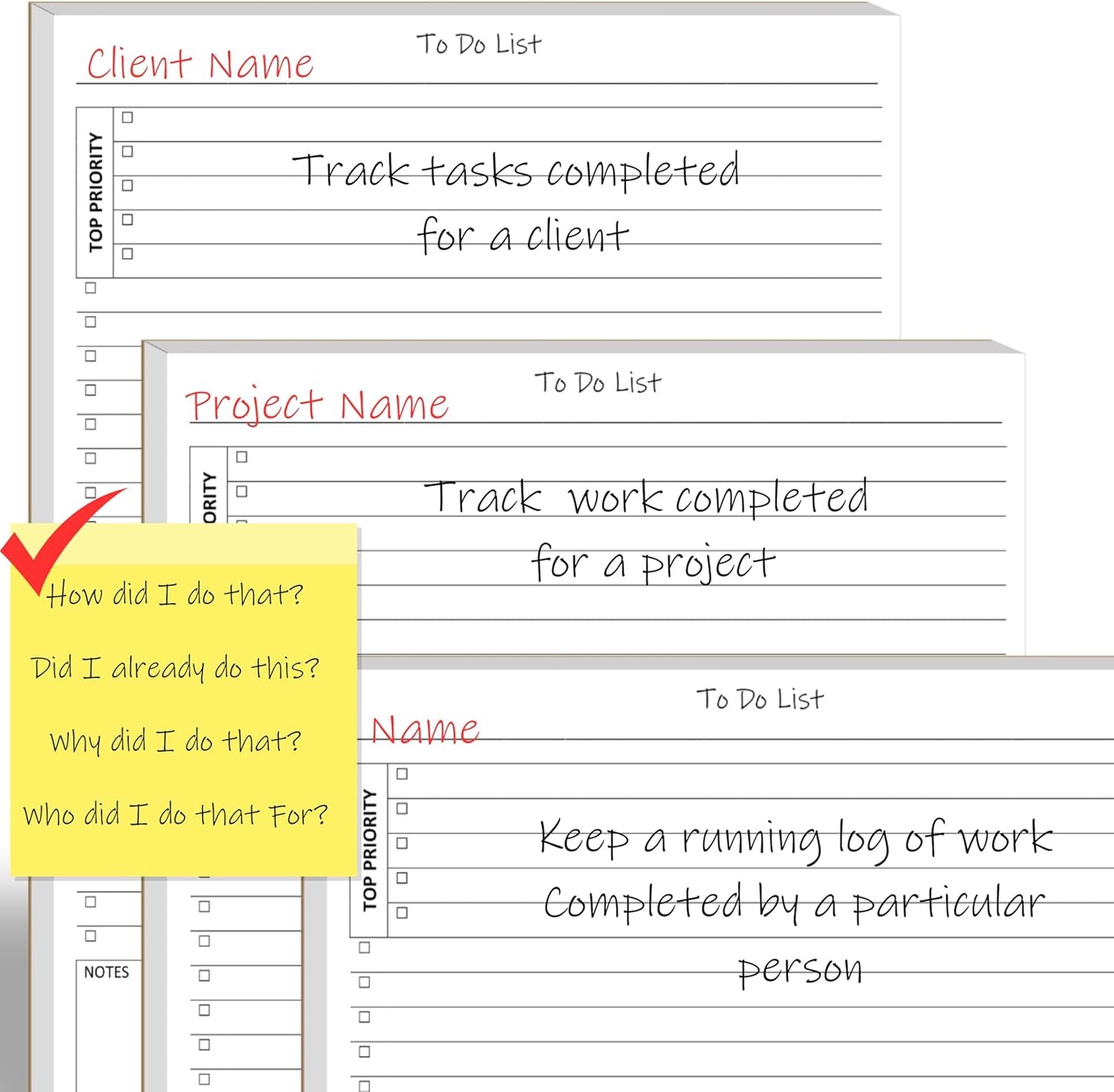 TO DO List Planner Notepad, 50 Page Planning Pad. Undated Todo Checklist W/Priority & Note Sections. Organize & Track Projects, Clients or Daily Tasks. 8.5 X 11, A4 Sheets.