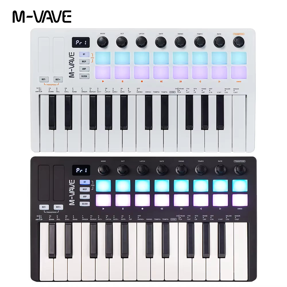 SMK-Ⅱ 25 Key MIDI Keyboard Controller with 16 RGB Drum Pads, Bluetooth Semi Weighted Professional Dynamic Keybed