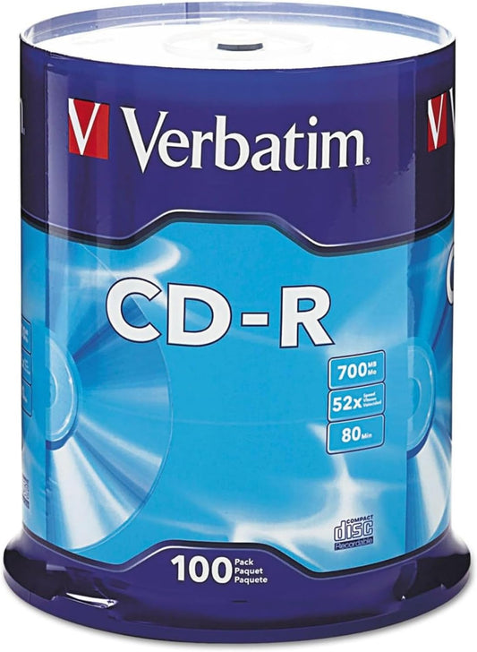 CD-R Blank Discs 700MB 80 Minutes 52X Recordable Disc for Data and Music - 100Pk Spindle